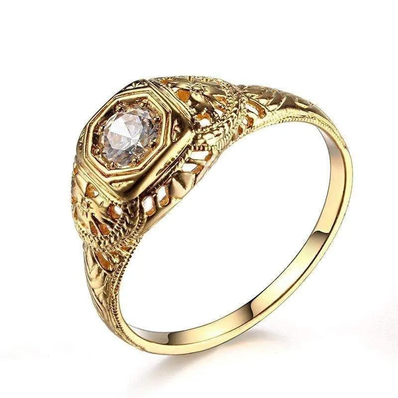 10k Yellow Gold Vintage Moissanite Ring 0.3ct