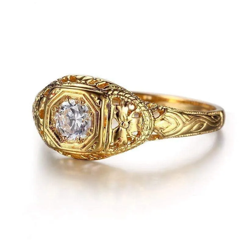 10k Yellow Gold Vintage Moissanite Ring 0.3ct