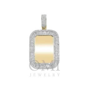 14K GOLD BAGUETTE DIAMOND RECTANGLE PICTURE PENDANT 1.52 CT