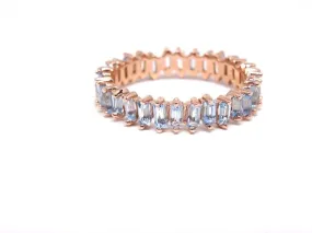 14K Gold Blue Topaz Baguette Eternity Band