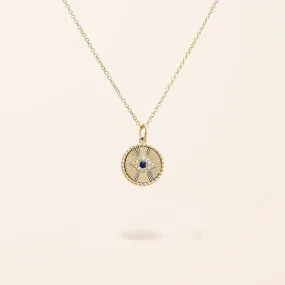 14K Gold Diamond Evil Eye Disc Necklace