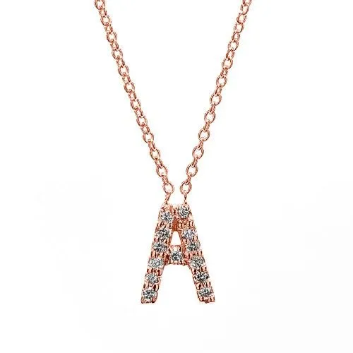 14K Gold Initial or Number Diamond Pendant