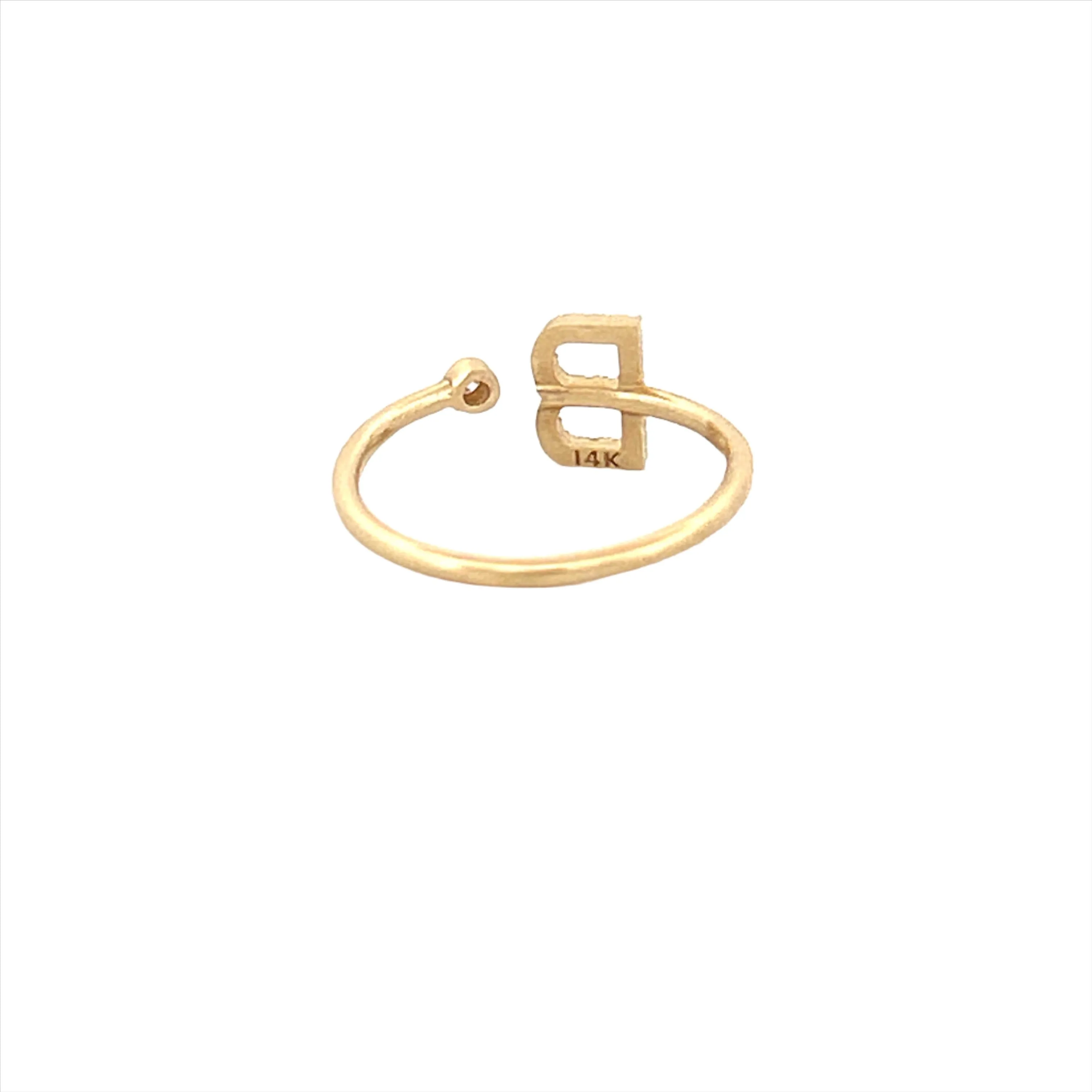 14K Gold Initial Personalized Open Ring