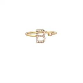 14K Gold Initial Personalized Open Ring