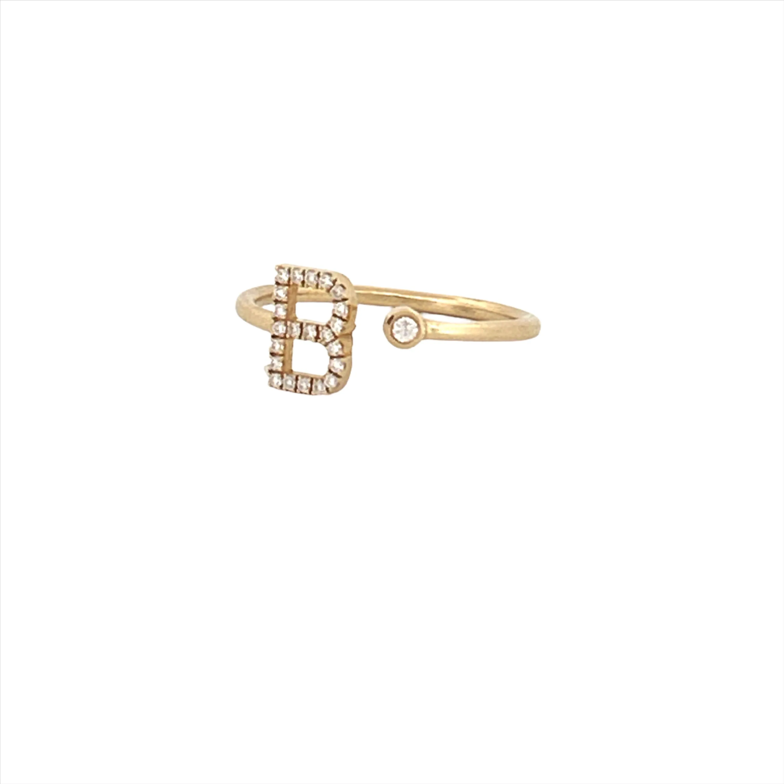 14K Gold Initial Personalized Open Ring