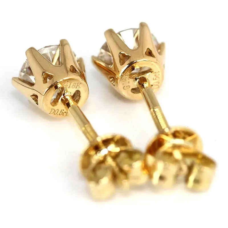 14k Yellow Gold Stud Moissanite Earrings 1ctw