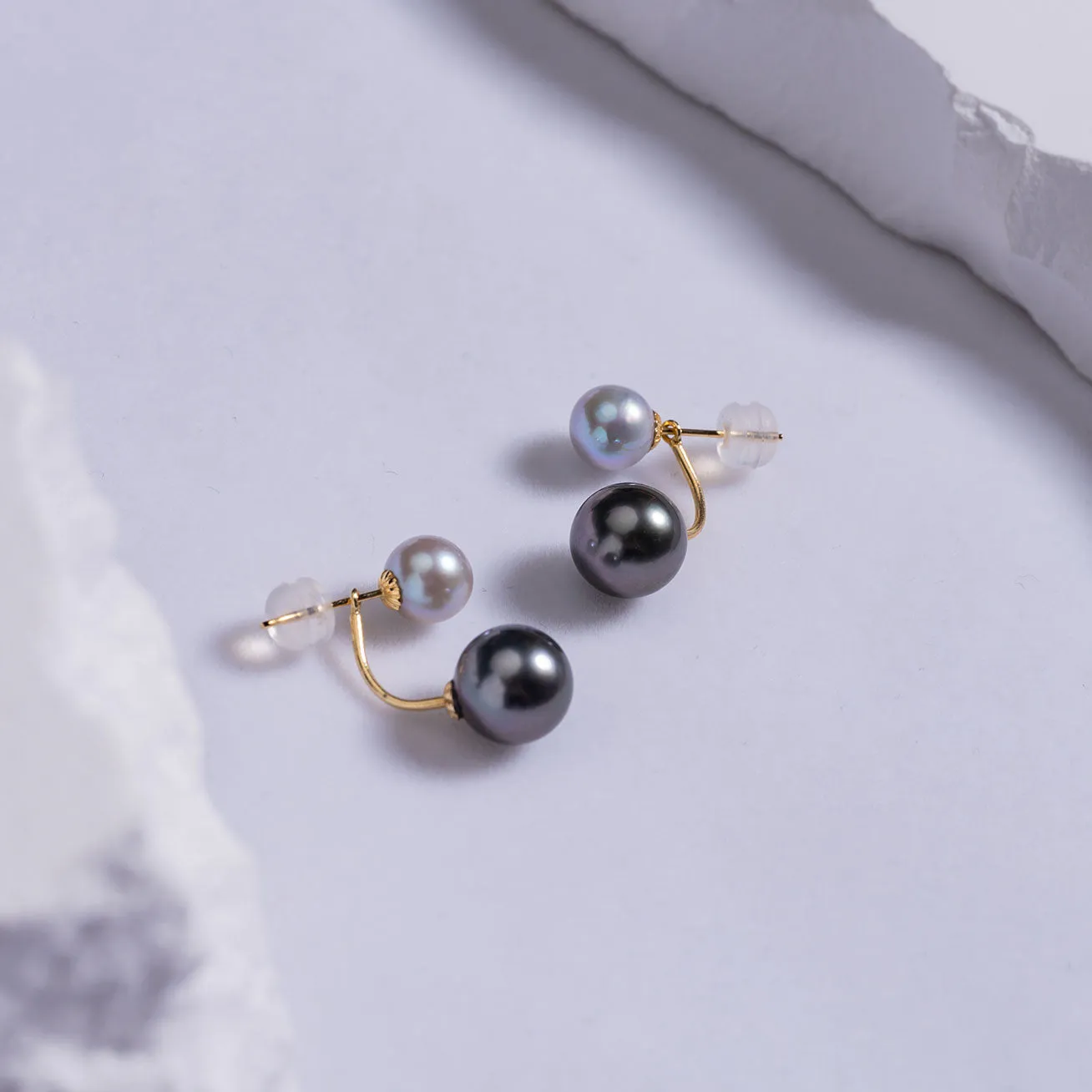 18K Tahitian & Madama Pearl Earrings KE00107