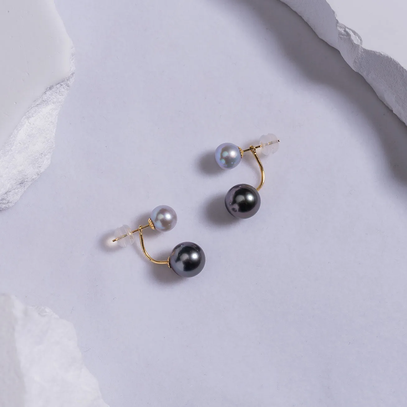 18K Tahitian & Madama Pearl Earrings KE00107