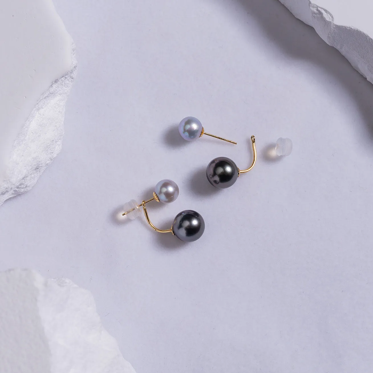 18K Tahitian & Madama Pearl Earrings KE00107