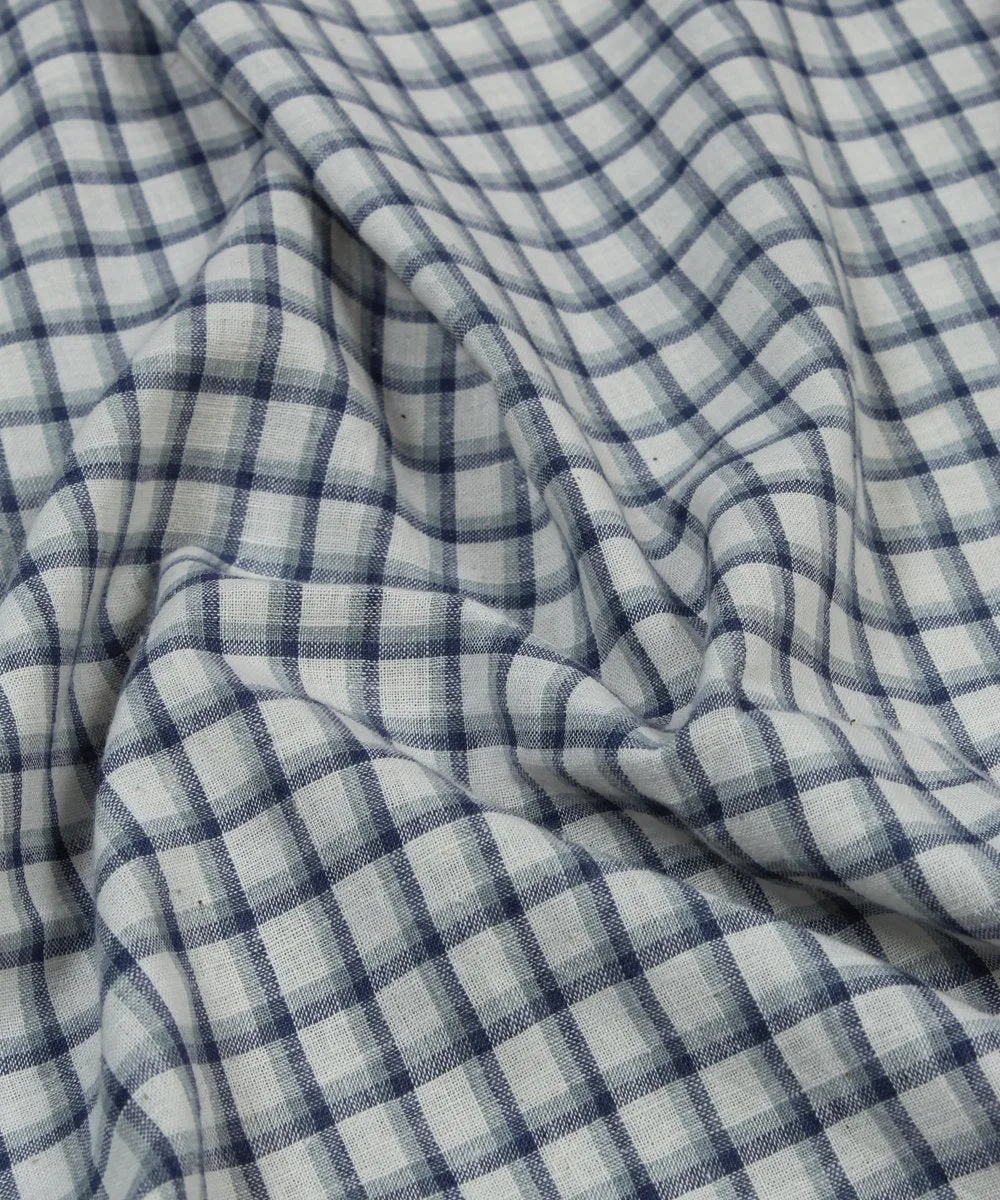 1m indigo checks handloom handspun cotton fabric