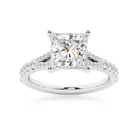 3 CT. Princess Cut Split-Shank Moissanite Engagement Ring