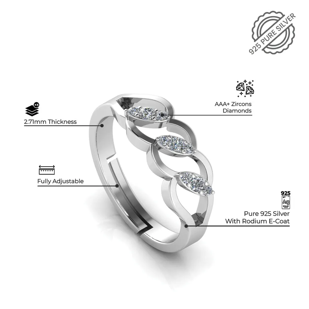 925 Crystal Sterling Silver Designer Zircon Diamond and Celtic Knot Special Couple's Ring