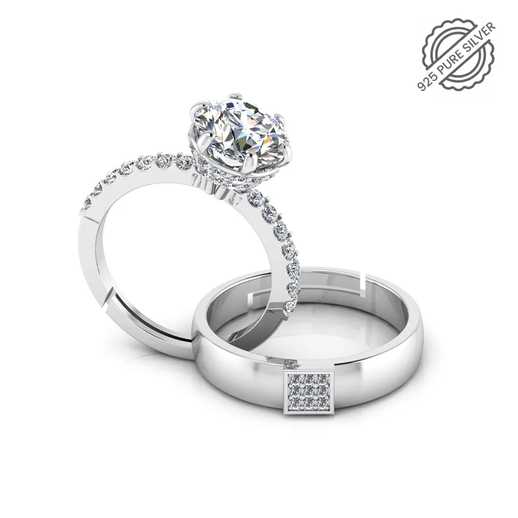 925 Pure Silver Miss Carat Classy Status Special Couple's Ring