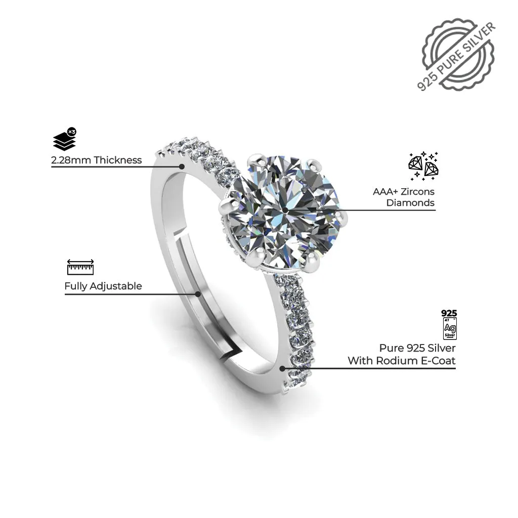 925 Pure Silver Miss Carat Classy Status Special Couple's Ring