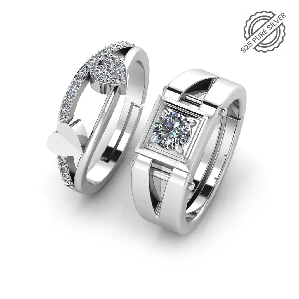 925 Pure Silver Zircon Stardom Special Couple's Ring