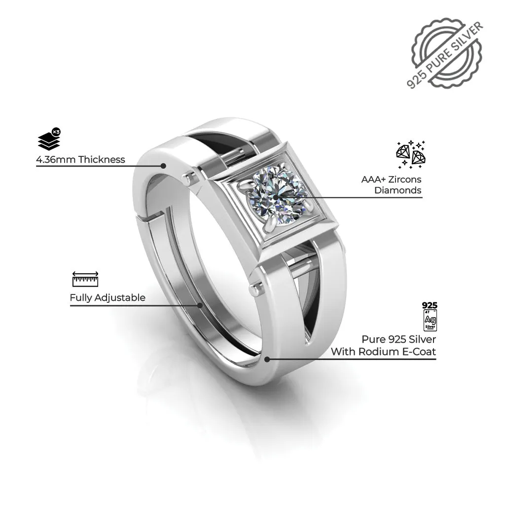 925 Pure Silver Zircon Stardom Special Couple's Ring