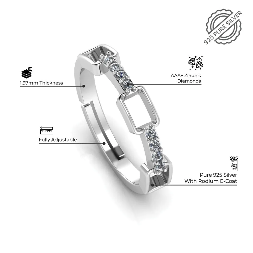 925 Pure Sterling Silver Minimal Zircon Diamond and Stardom Mens Couple's Ring