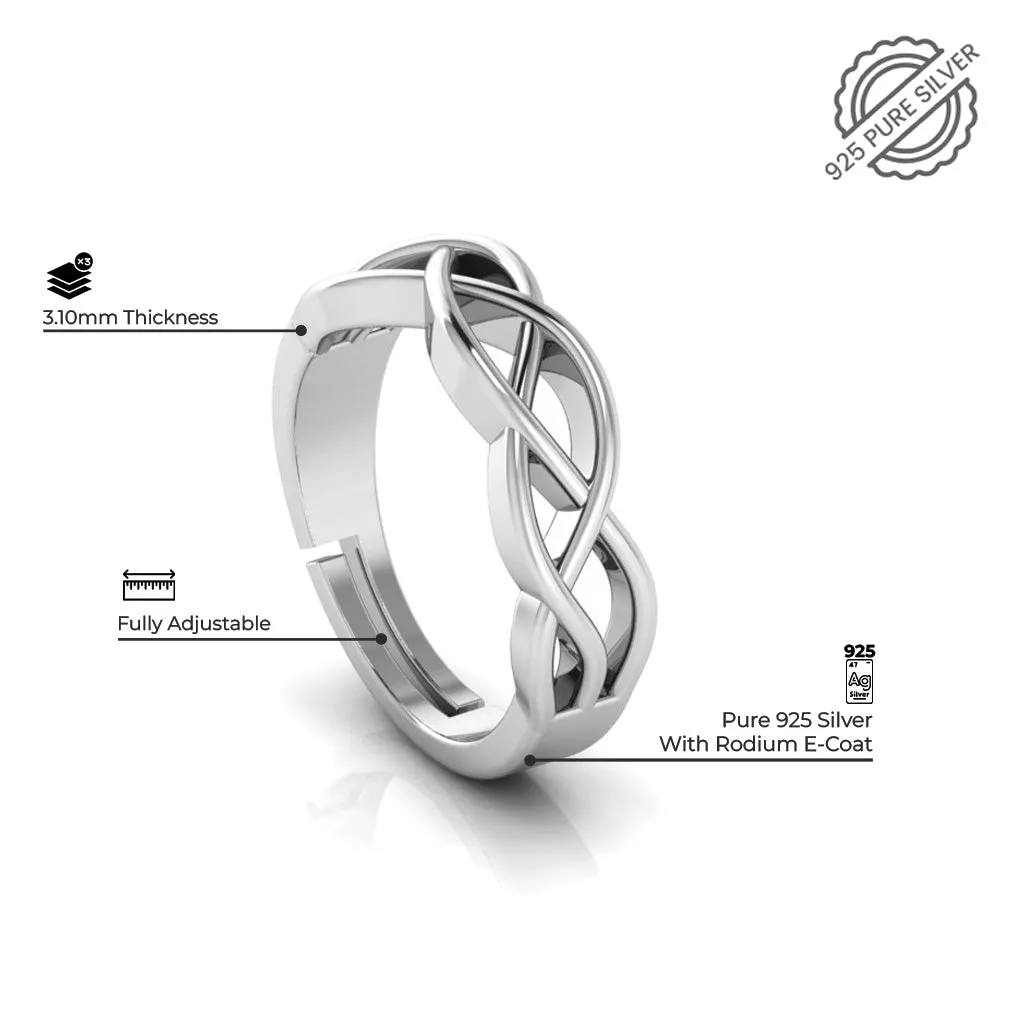 925 Pure Sterling Silver Princess Diamond Cut and Celtic Knot Couple's Ring