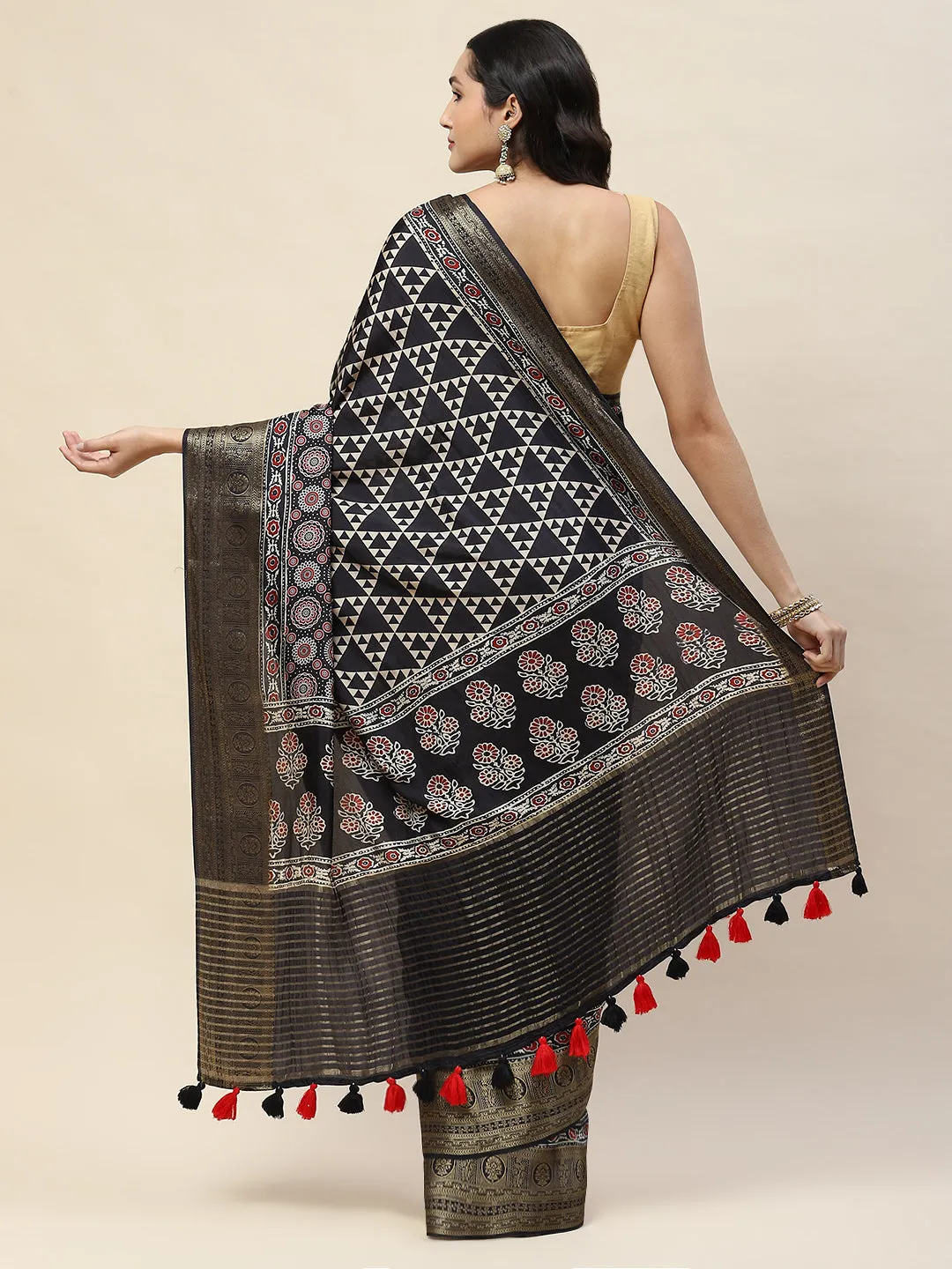 Abstract Printed Handloom Saree