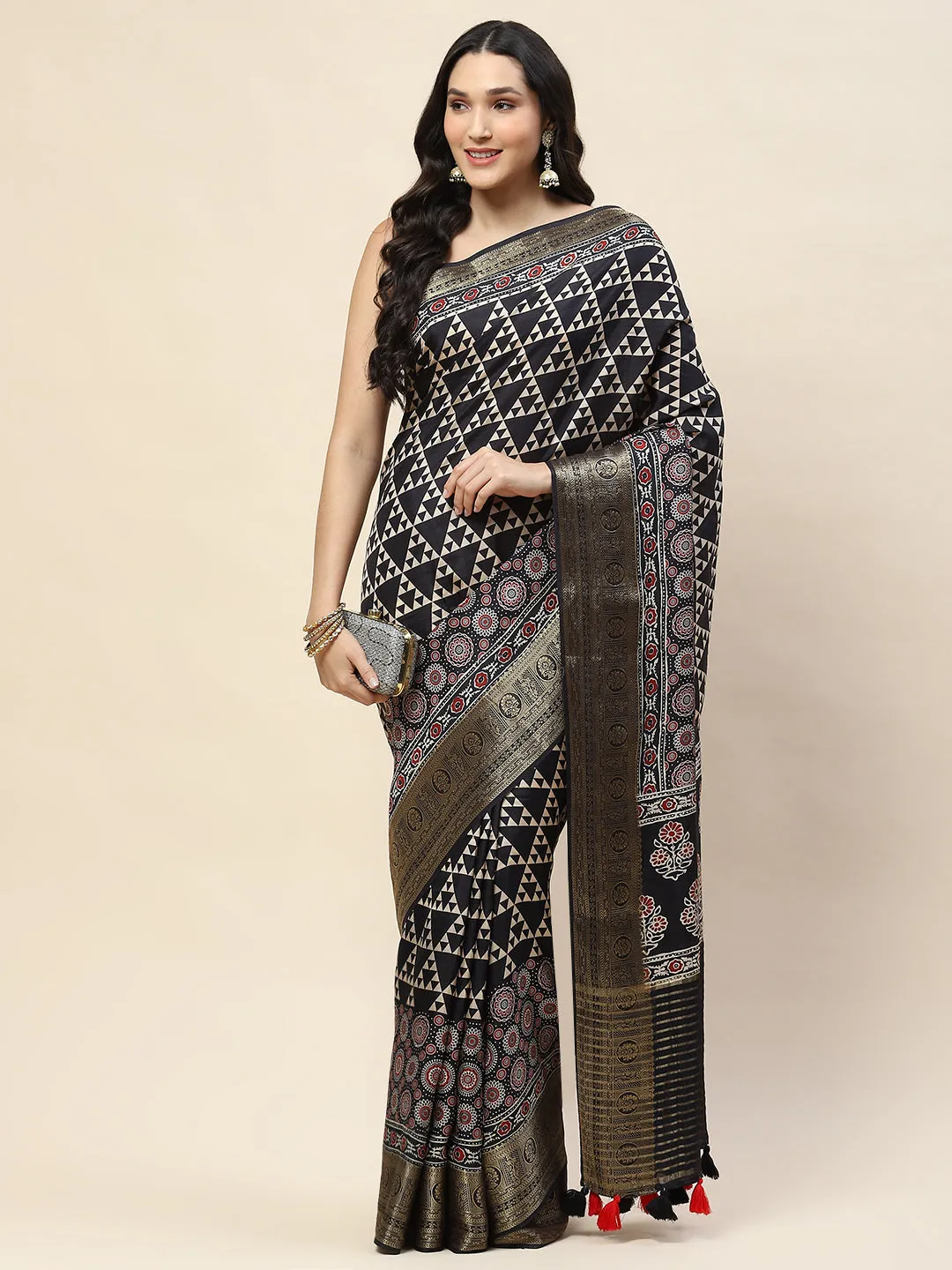 Abstract Printed Handloom Saree