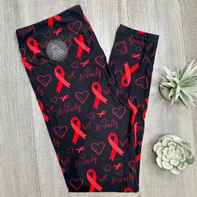 Addiction Awareness Red Ribbon Soft Leggings