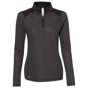 adidas Women's Black Heather Heathered Quarter Zip