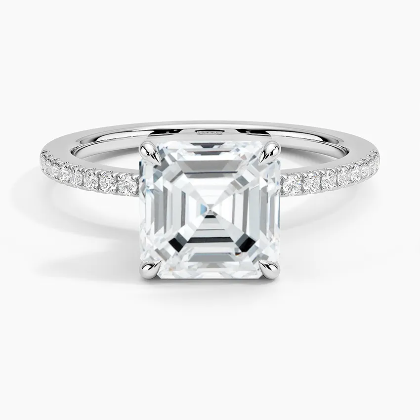 Asscher Petite Demi Diamond Engagement Ring [Setting Only] - EC109A