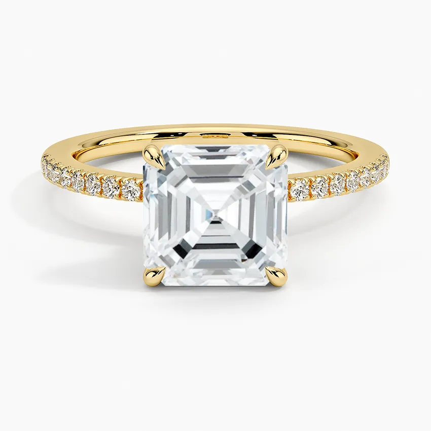 Asscher Petite Demi Diamond Engagement Ring [Setting Only] - EC109A