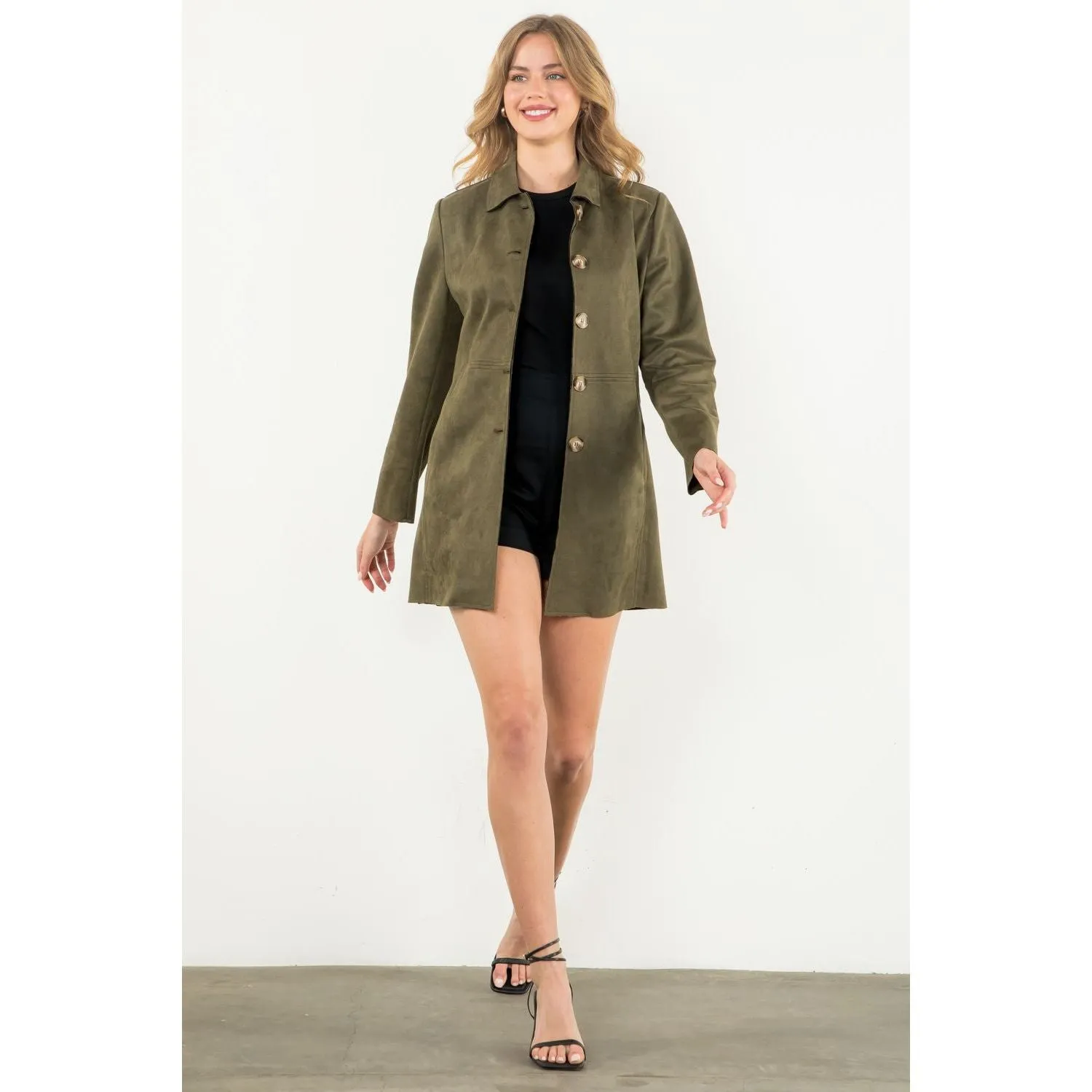 Aurelia Button Up Suede THML Coat