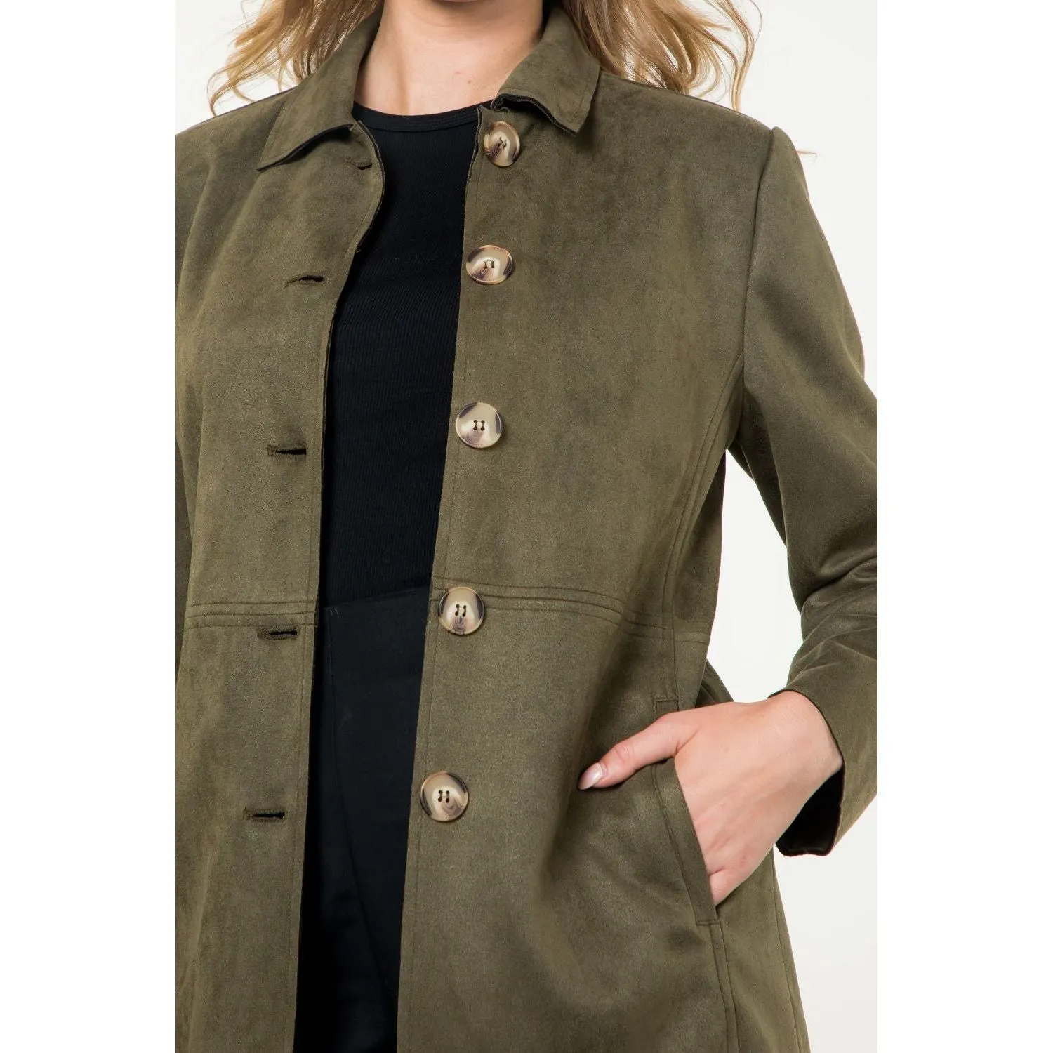 Aurelia Button Up Suede THML Coat