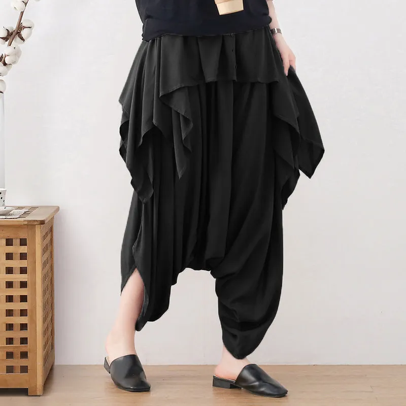 Autumn Irregular Patchwork Retro Cotton Linen Loose Pants