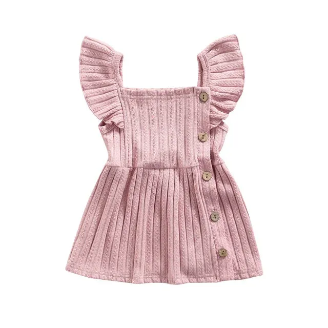 Baby Girls Sweater Knit Flutter Sleeve Dress Infant Layette.