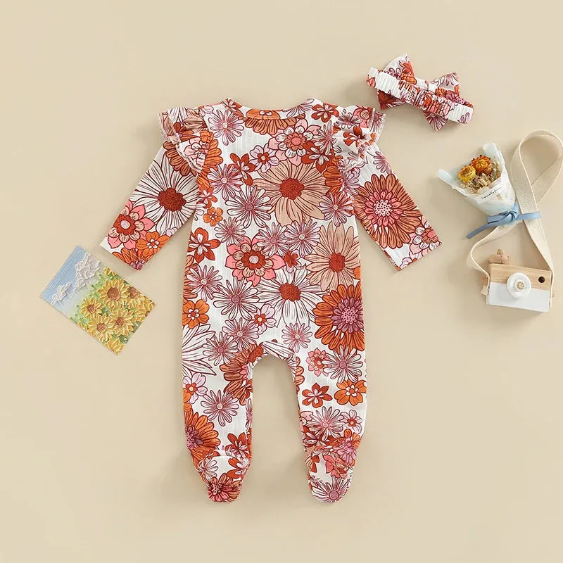 Baby Girls (to 6m) Infant Layette Floral Romper with Headband