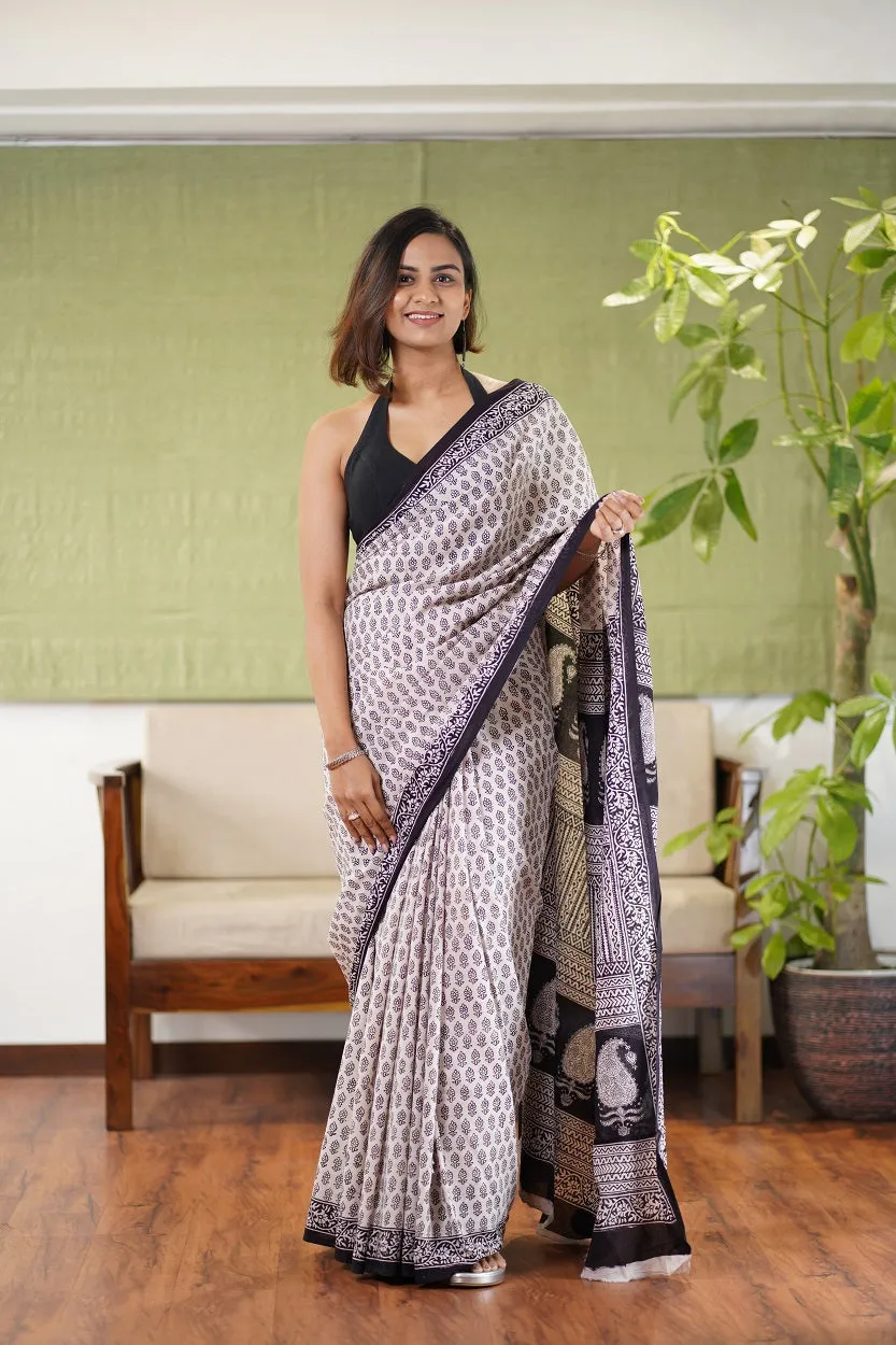 Bagh Hand Block Printed Cotton Saree