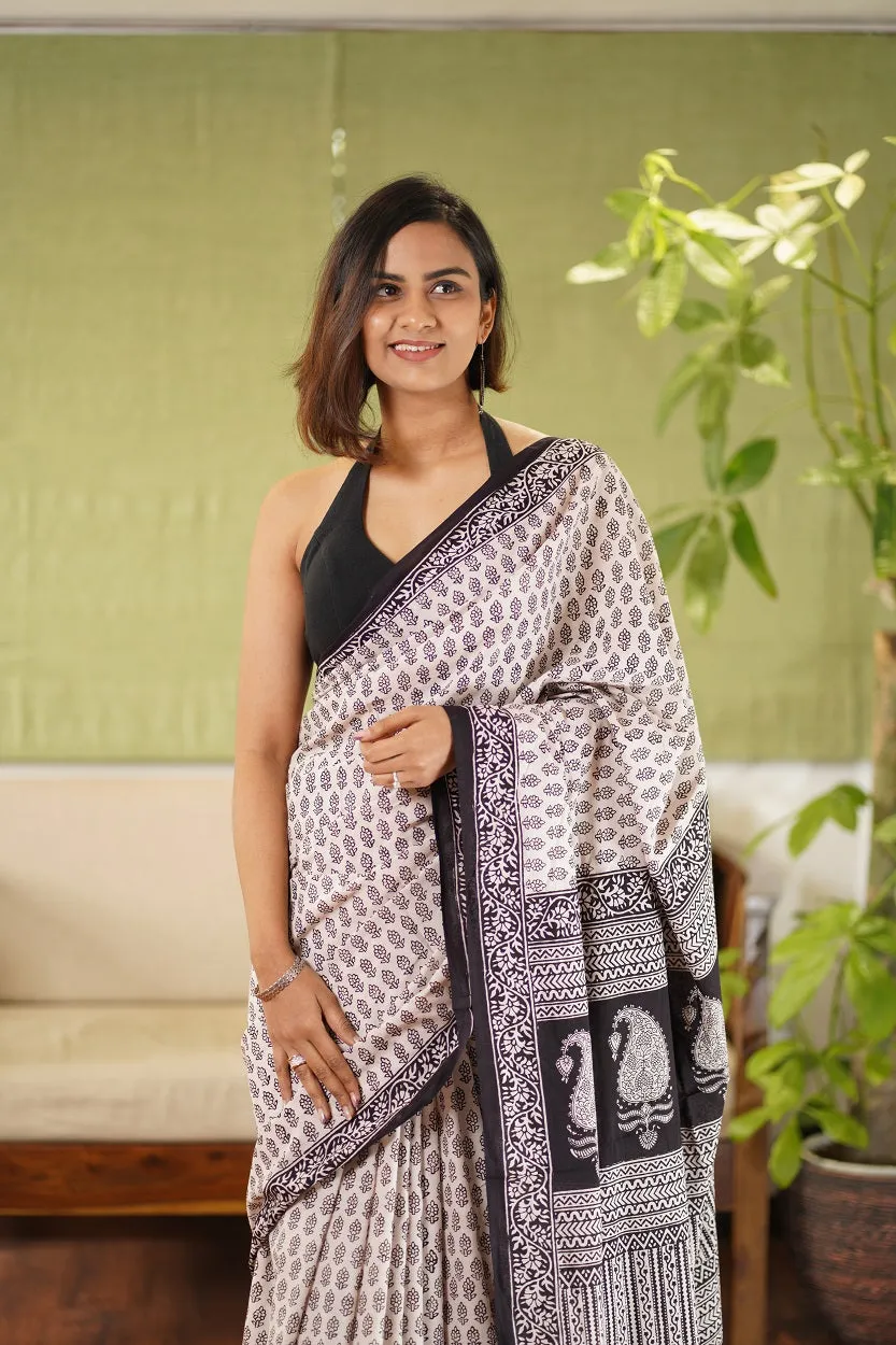 Bagh Hand Block Printed Cotton Saree