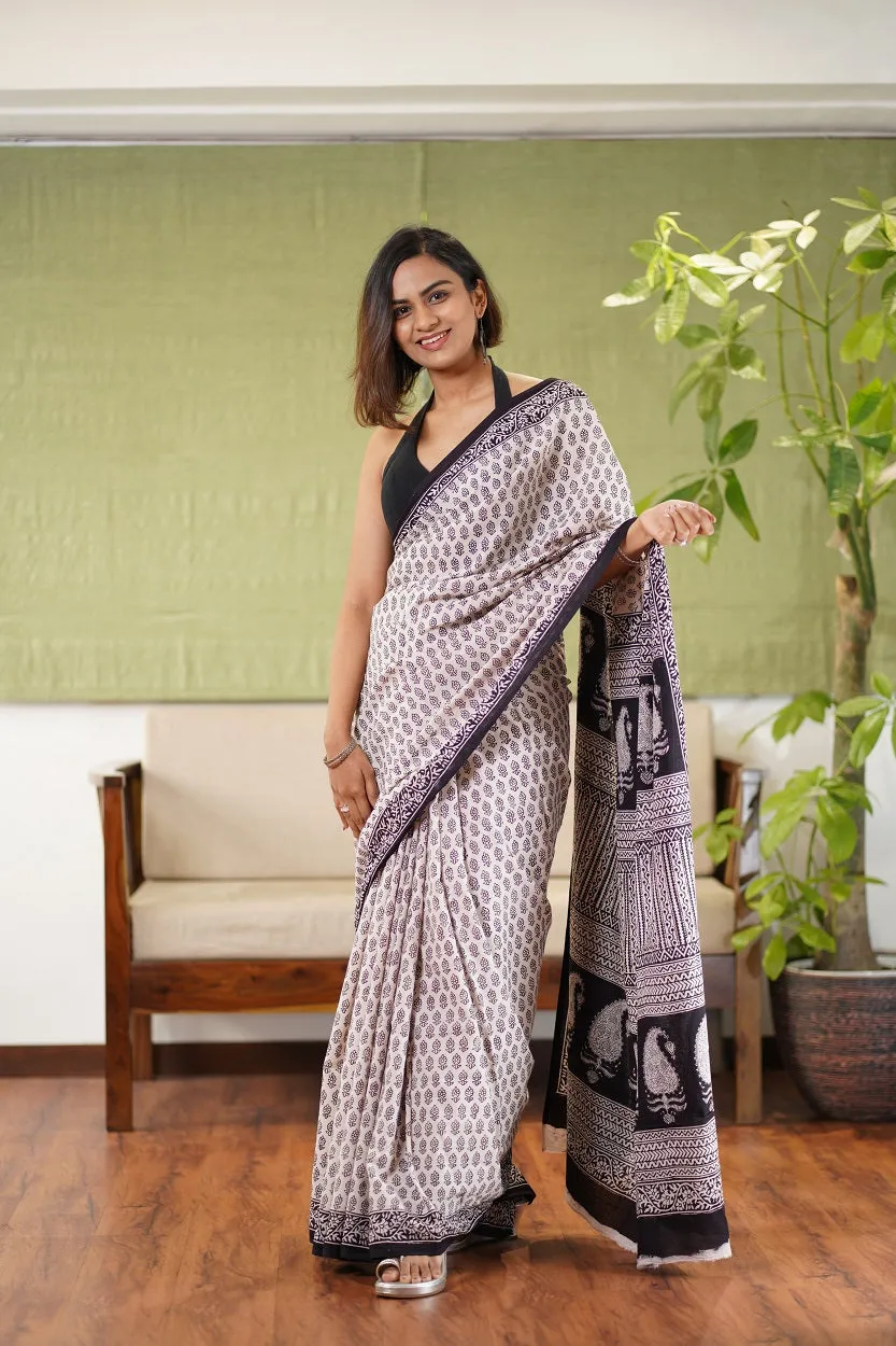 Bagh Hand Block Printed Cotton Saree