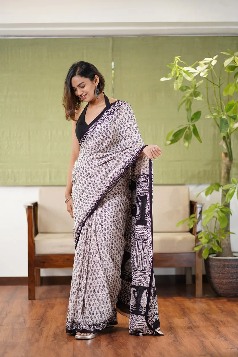 Bagh Hand Block Printed Cotton Saree