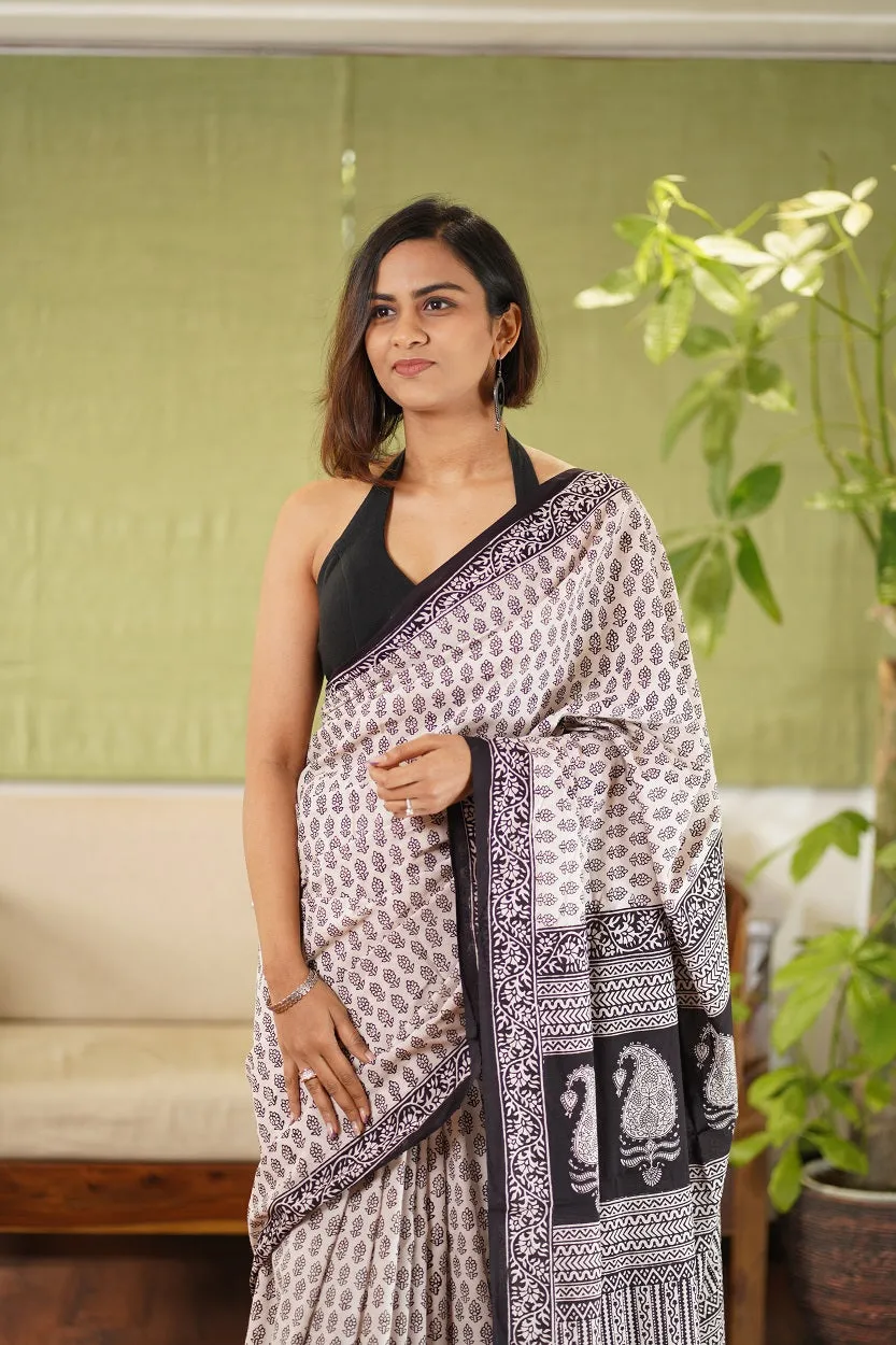 Bagh Hand Block Printed Cotton Saree