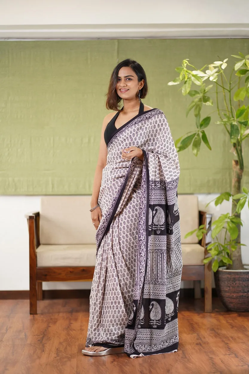 Bagh Hand Block Printed Cotton Saree