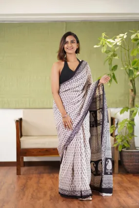 Bagh Hand Block Printed Cotton Saree