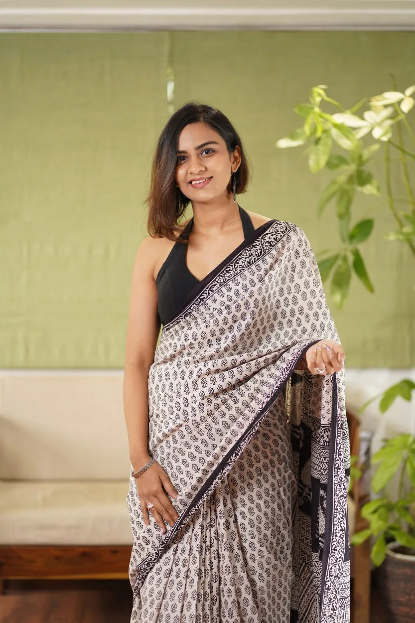 Bagh Hand Block Printed Cotton Saree