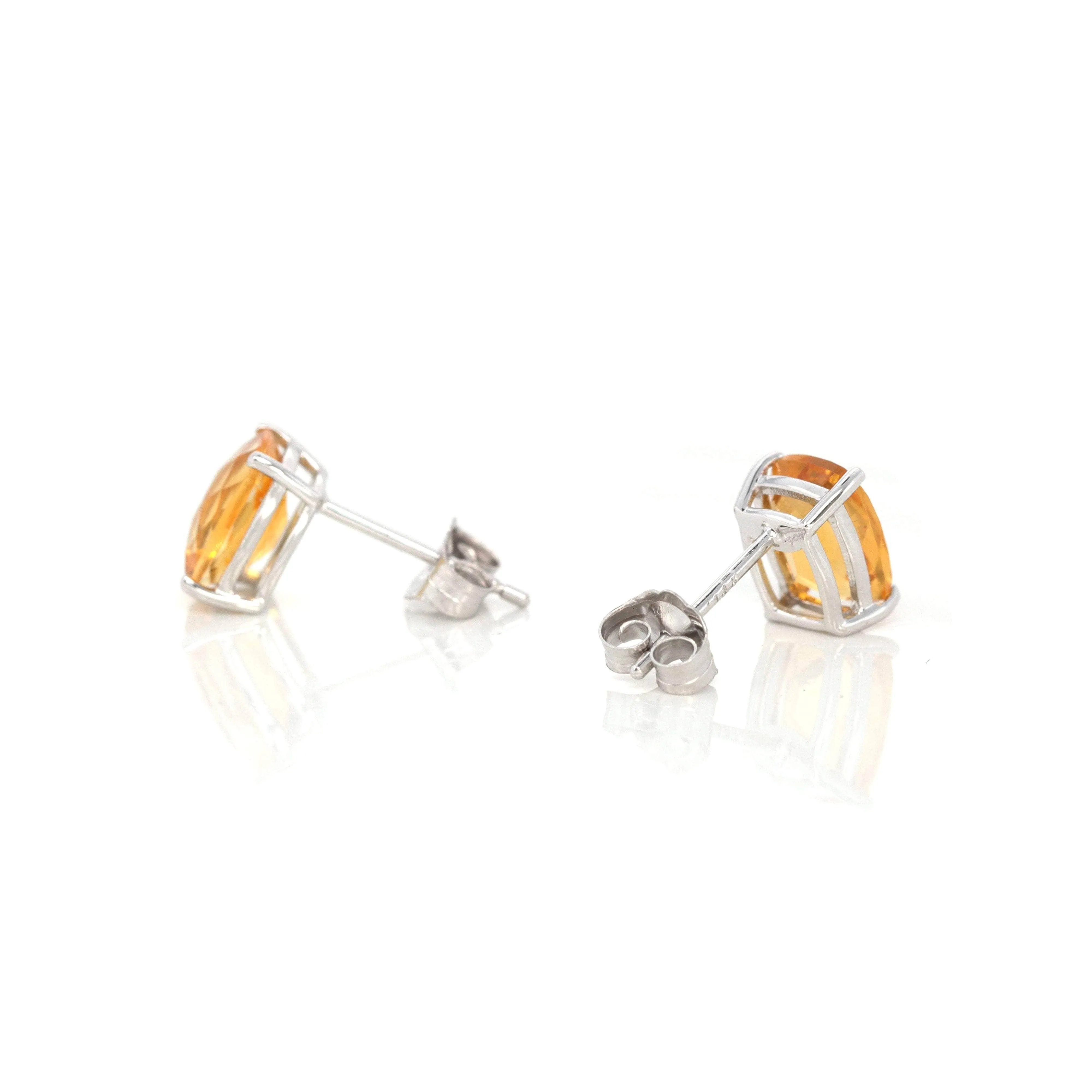 Baikalla 14k Classic White Gold Natural 6*8mm Emerald Cushion Cut Citrine Earrings