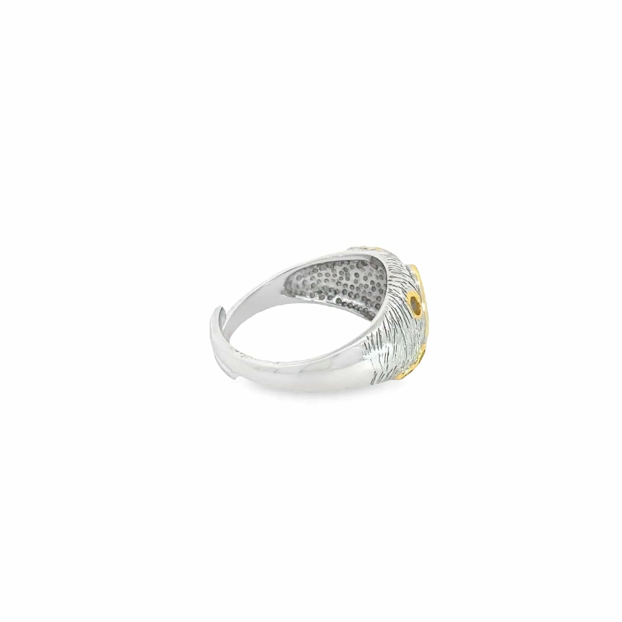 Baikalla Antique Natural Opal Sterling Silver Gold Plated Two Tone Ring