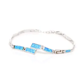 Baikalla? Sterling Silver Lab-Created Classic Opal Geometry Bracelet