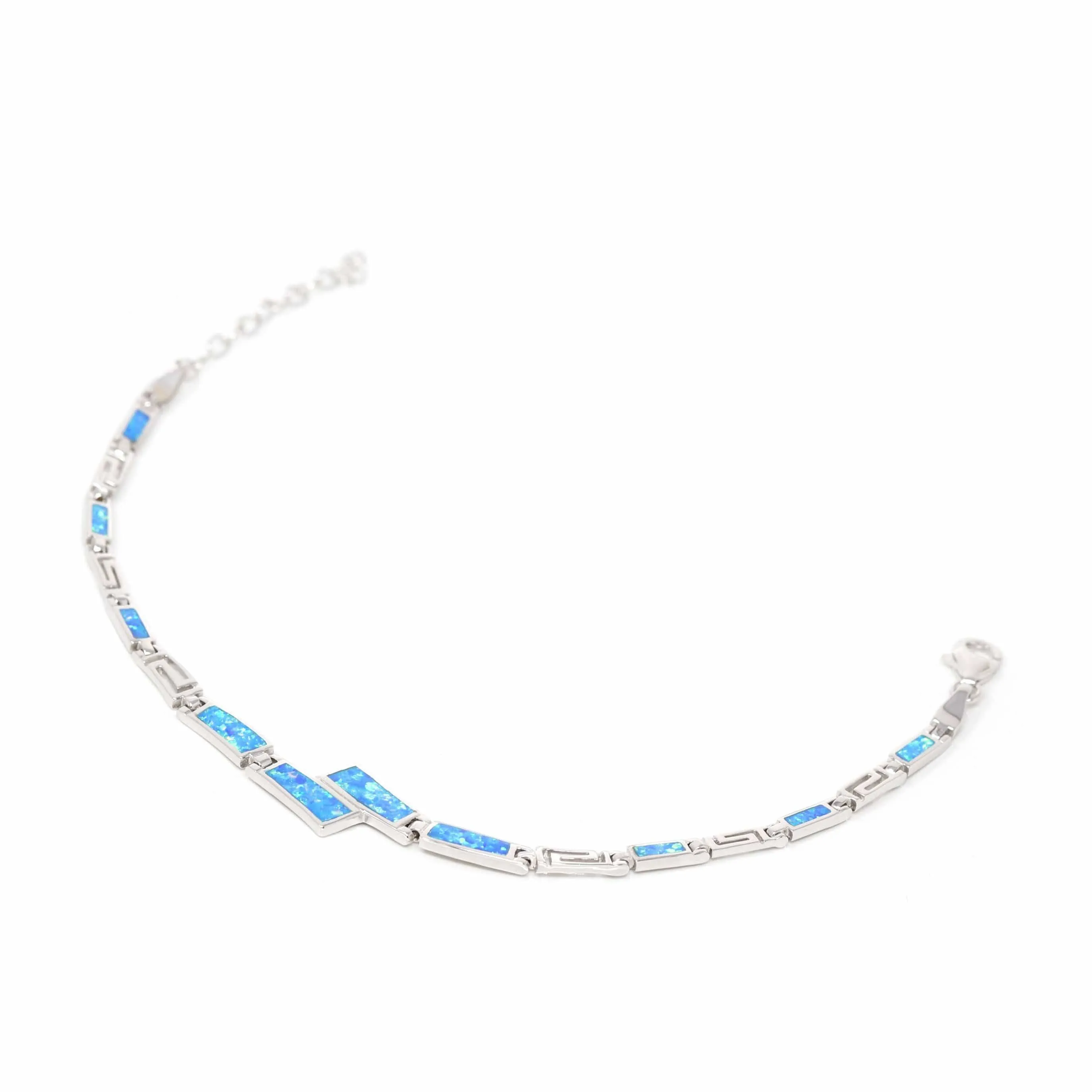 Baikalla? Sterling Silver Lab-Created Classic Opal Geometry Bracelet