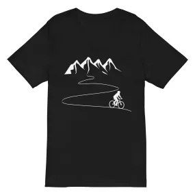 Berge - Kurve Linie - Radfahren -   - Unisex V-Neck Tee | Bella   Canvas 3005