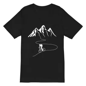 Berge - Kurve Linie - Radfahren -  - Unisex V-Neck Tee | Bella   Canvas 3005