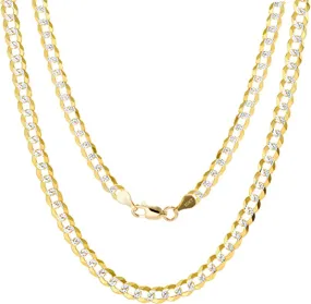 Better Jewelry 10K Gold 5mm Cuban Chain Diamond Cut Two Tone