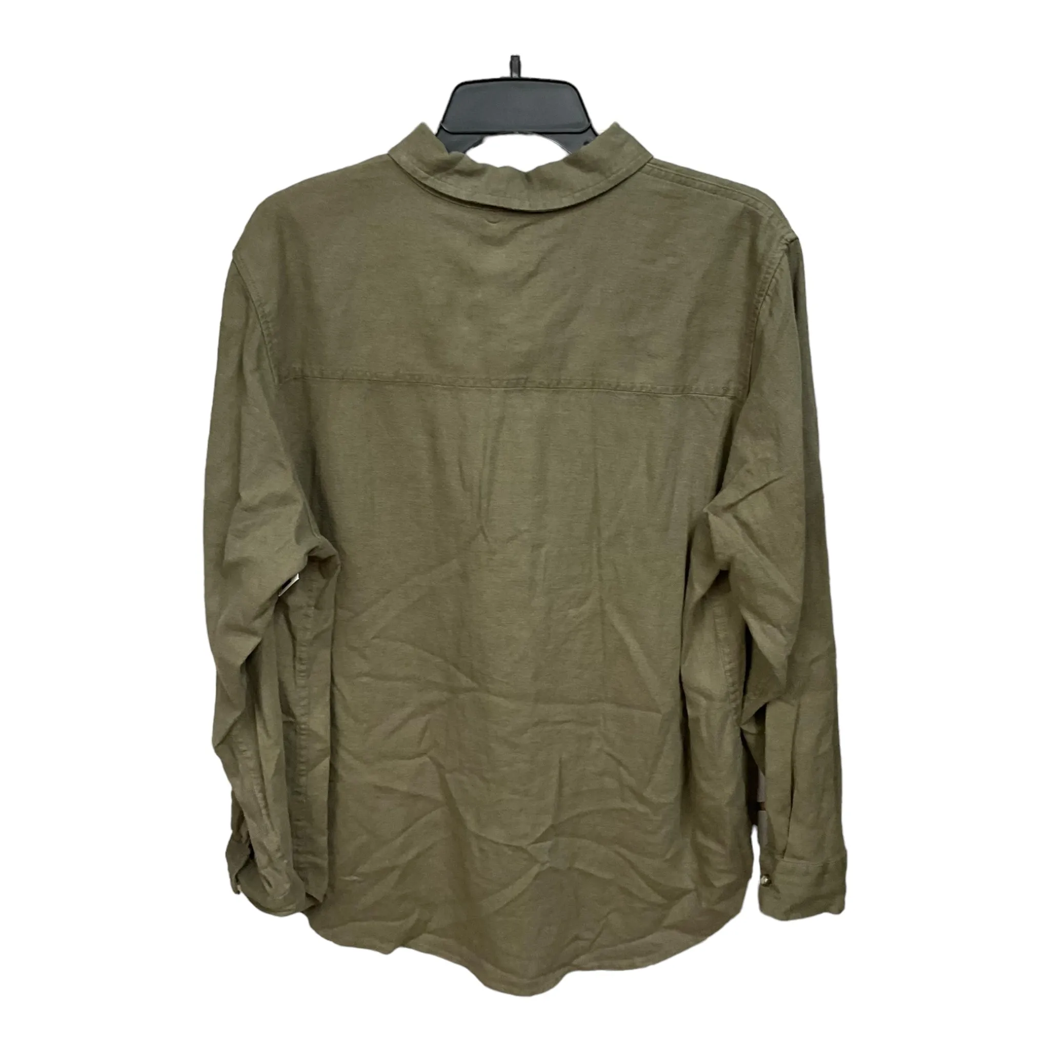 Blouse Long Sleeve By Universal Thread In Olive, Size: L