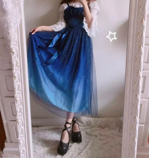 Blue Galaxy Stars Dress SD01057